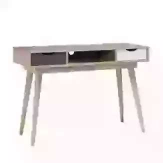 110cm open Desk Wood Effect White and Grey Drawers